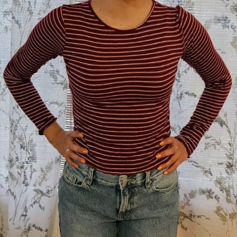 Medium Forever 21 maroon striped top